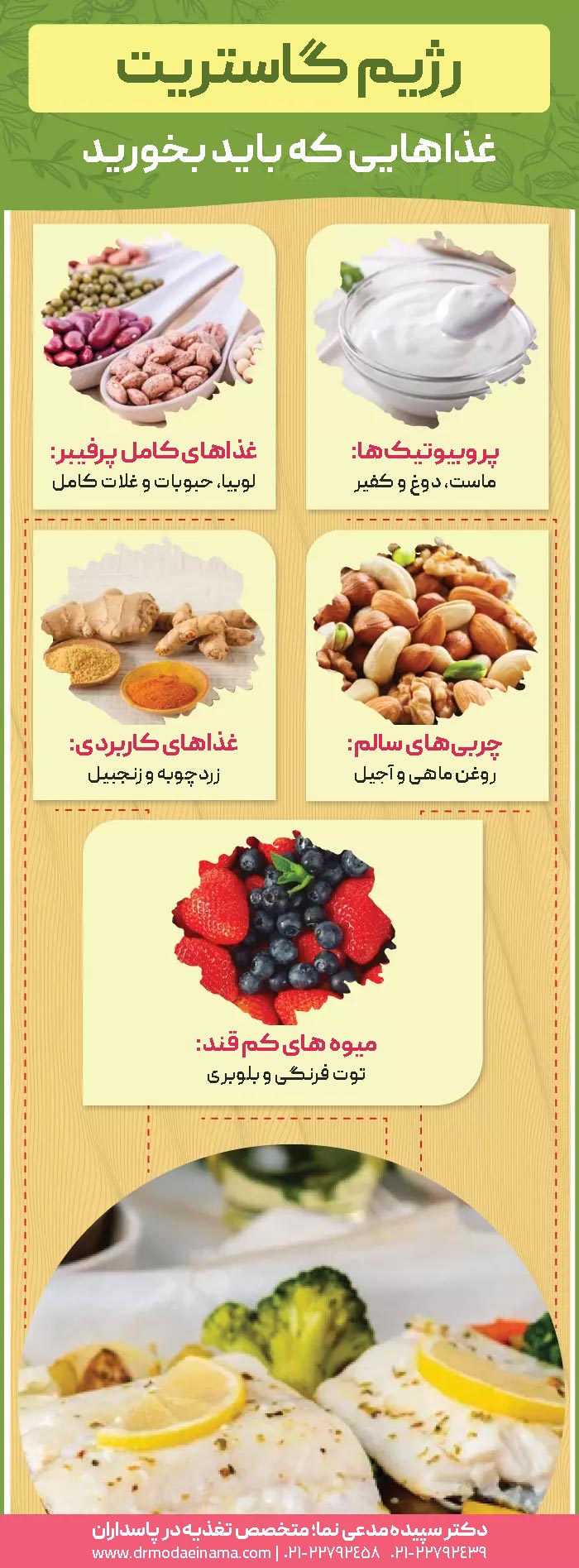 مواد غذایی که باید در رژیم گاستریت مصرف کنید تا معده درمان شود (اینفوگرافیک)